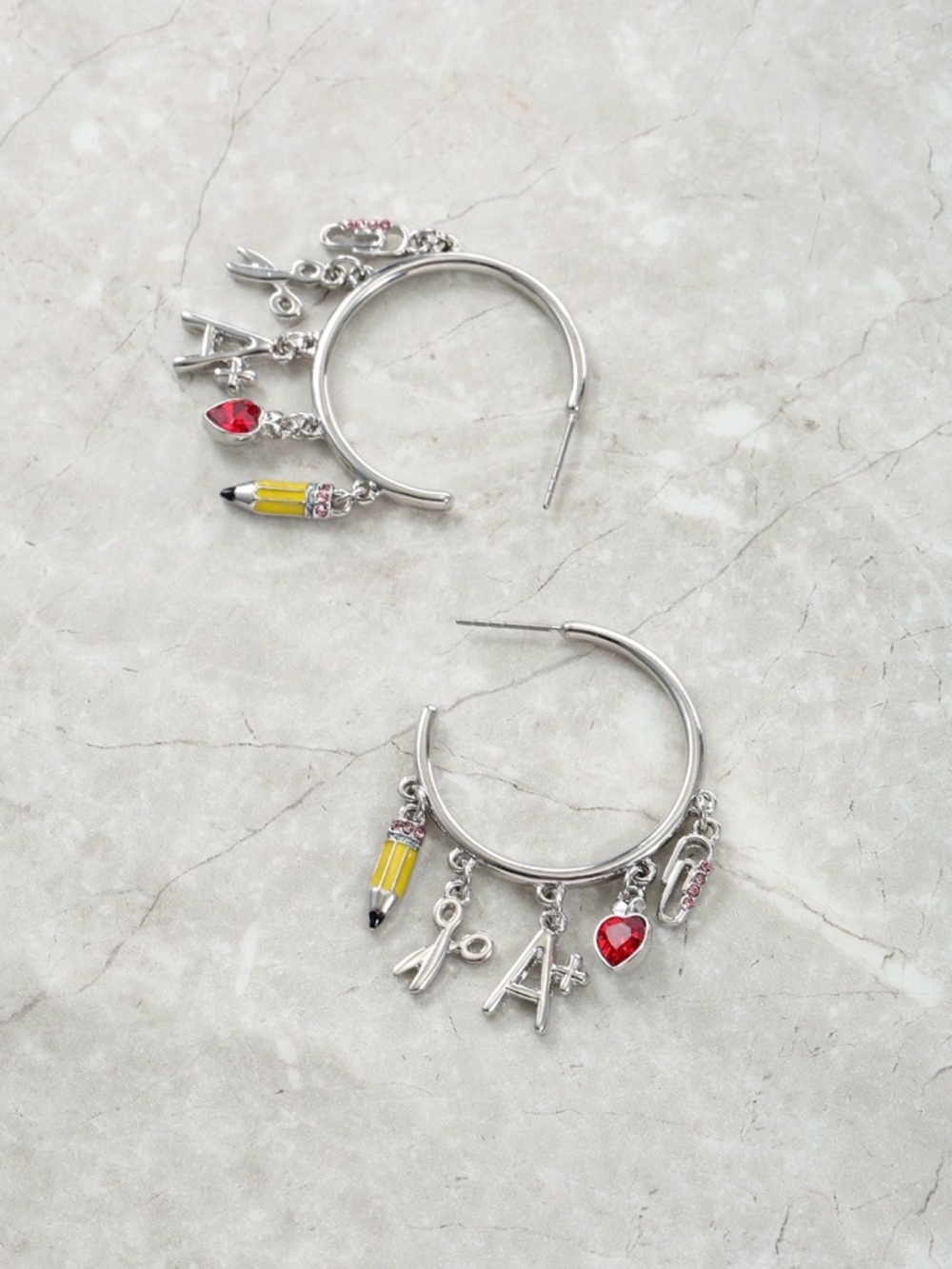 Packed Party Teacher Back To School Charm Hoop Earrings - NWT - Picture 3 of 4